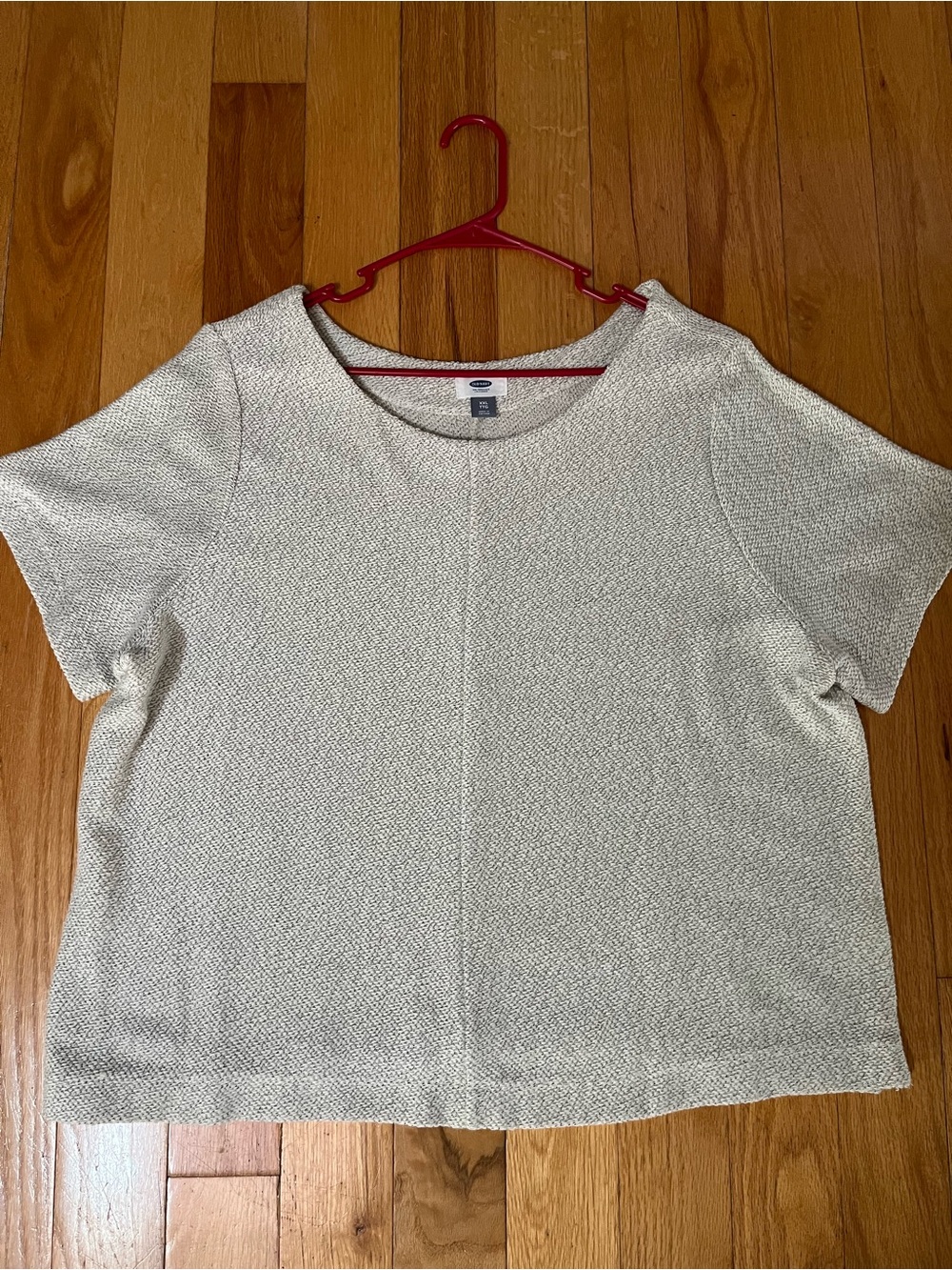 Old Navy Cream Short Sleeve Textured Knit Top